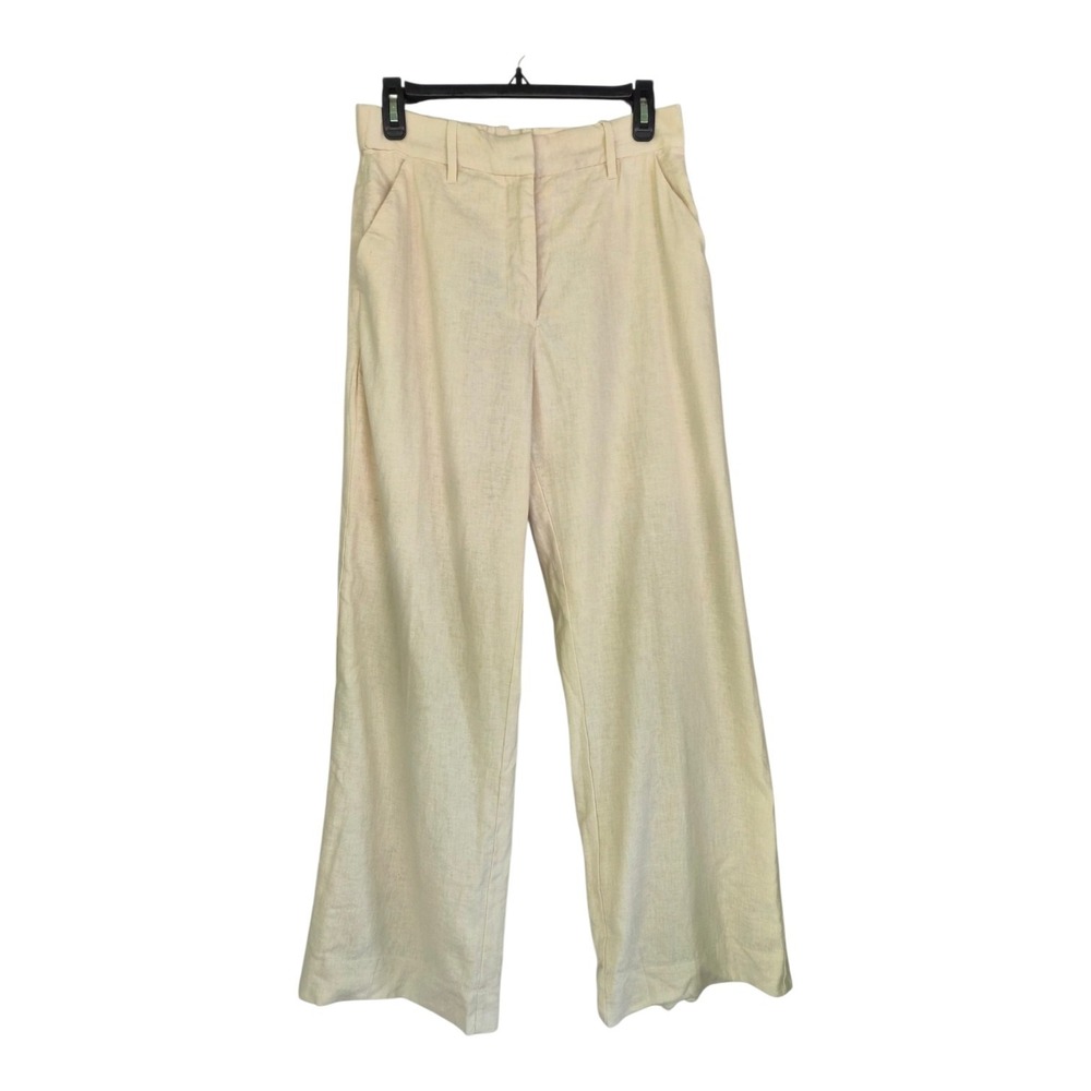 Abercrombie & Fitch Linen Blend Wide Leg Pants Ivory High Rise NWT Size Small